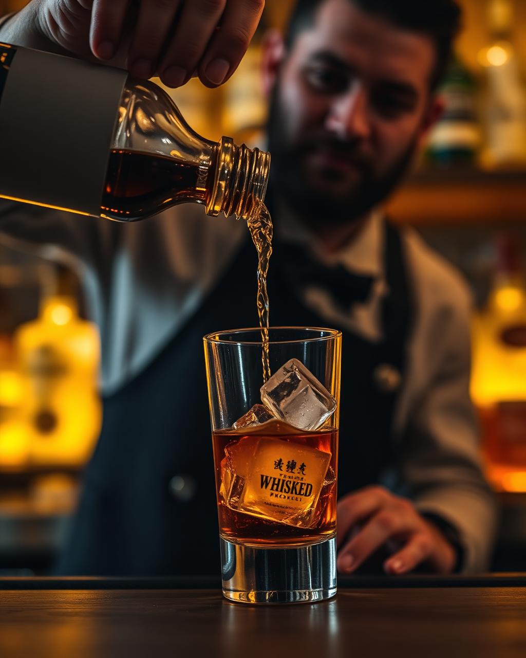 Bartender pouring whiskey